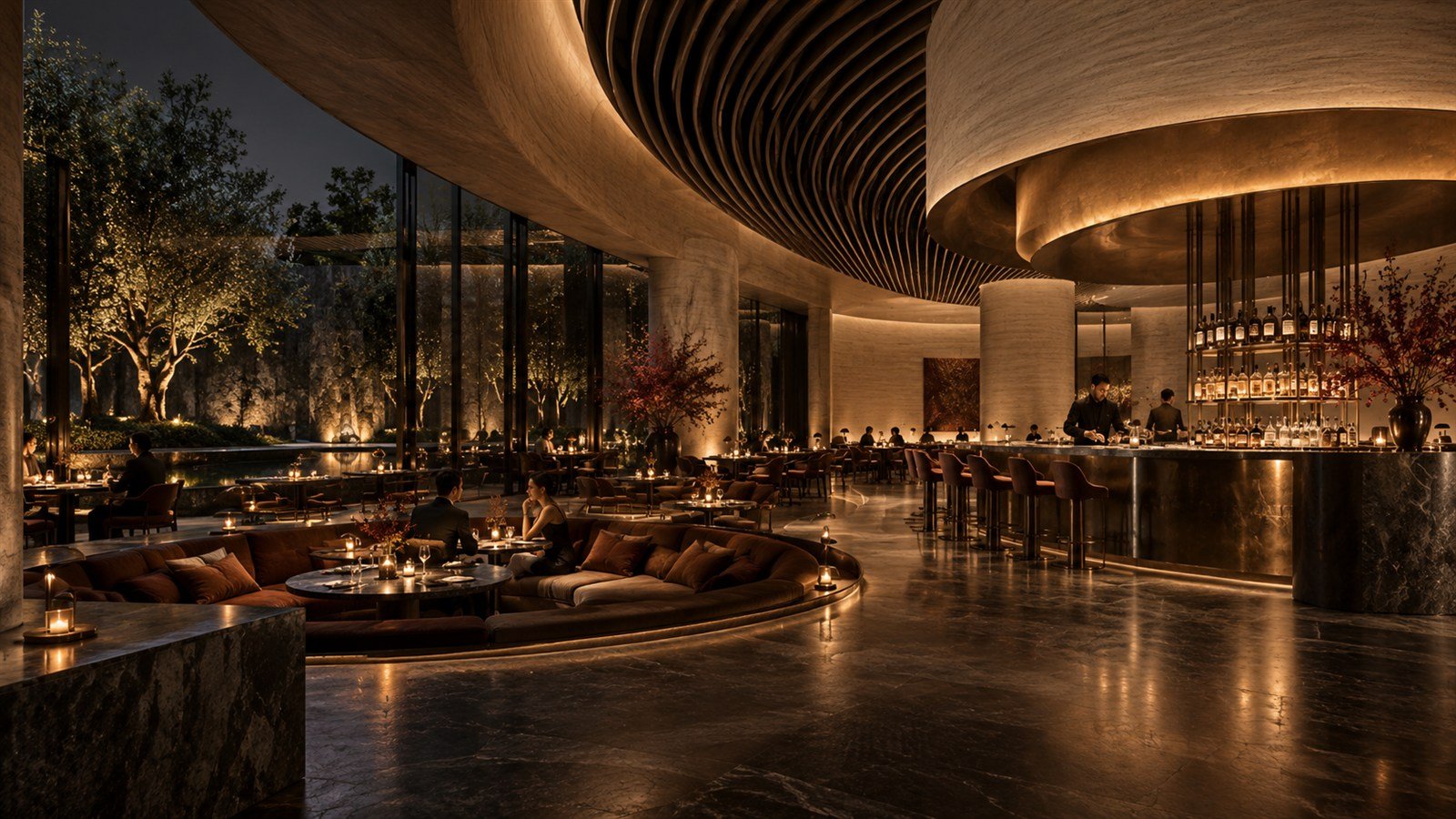Concept hospitality concept exploring light and material